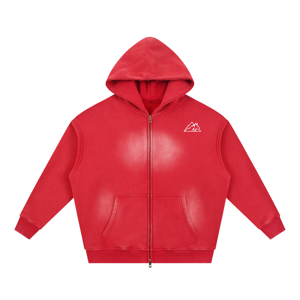 Sunfade Two-way Zipper Boxy Fleece Hoodie