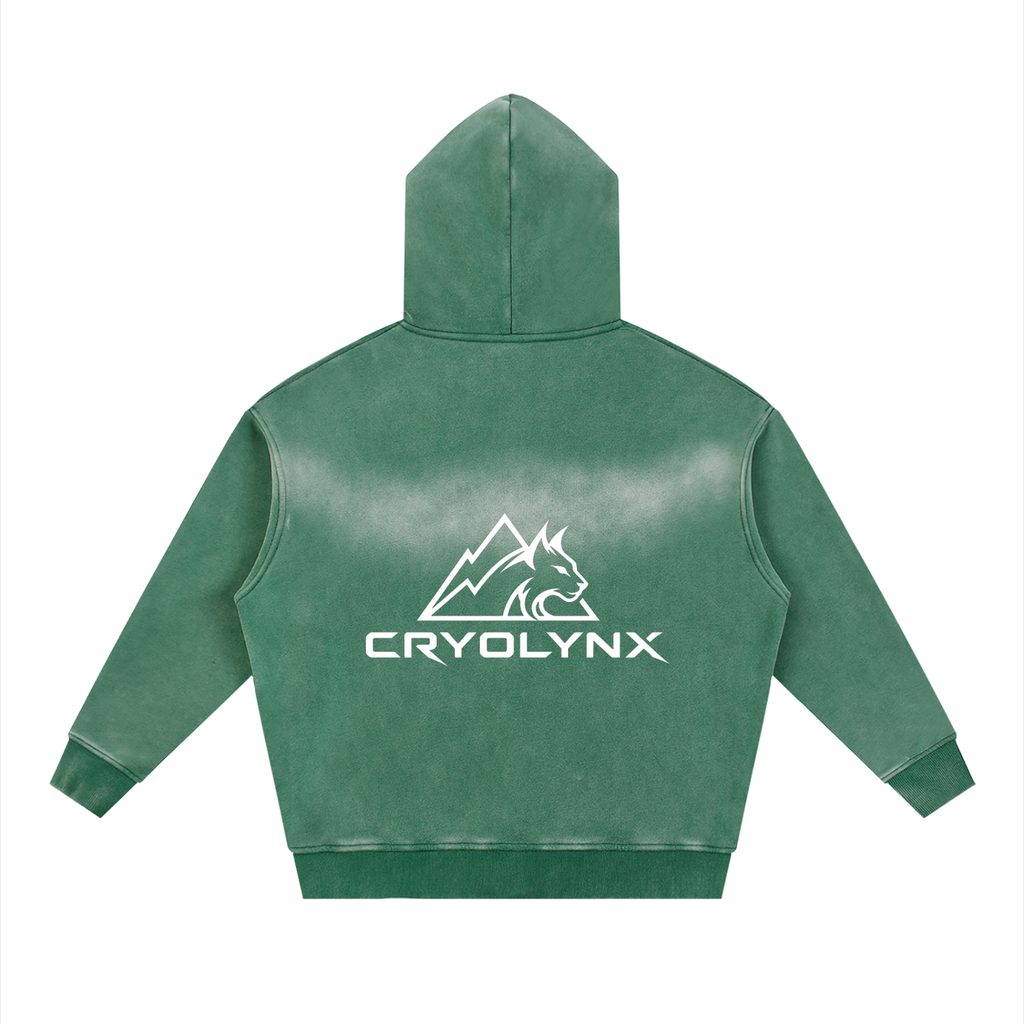 Sunfade Two-way Zipper Boxy Fleece Hoodie