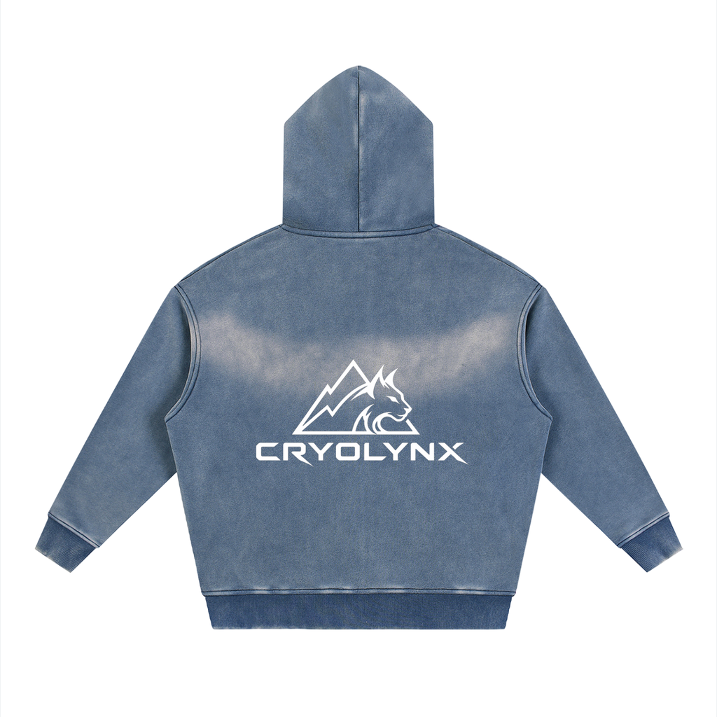 Sunfade Two-way Zipper Boxy Fleece Hoodie